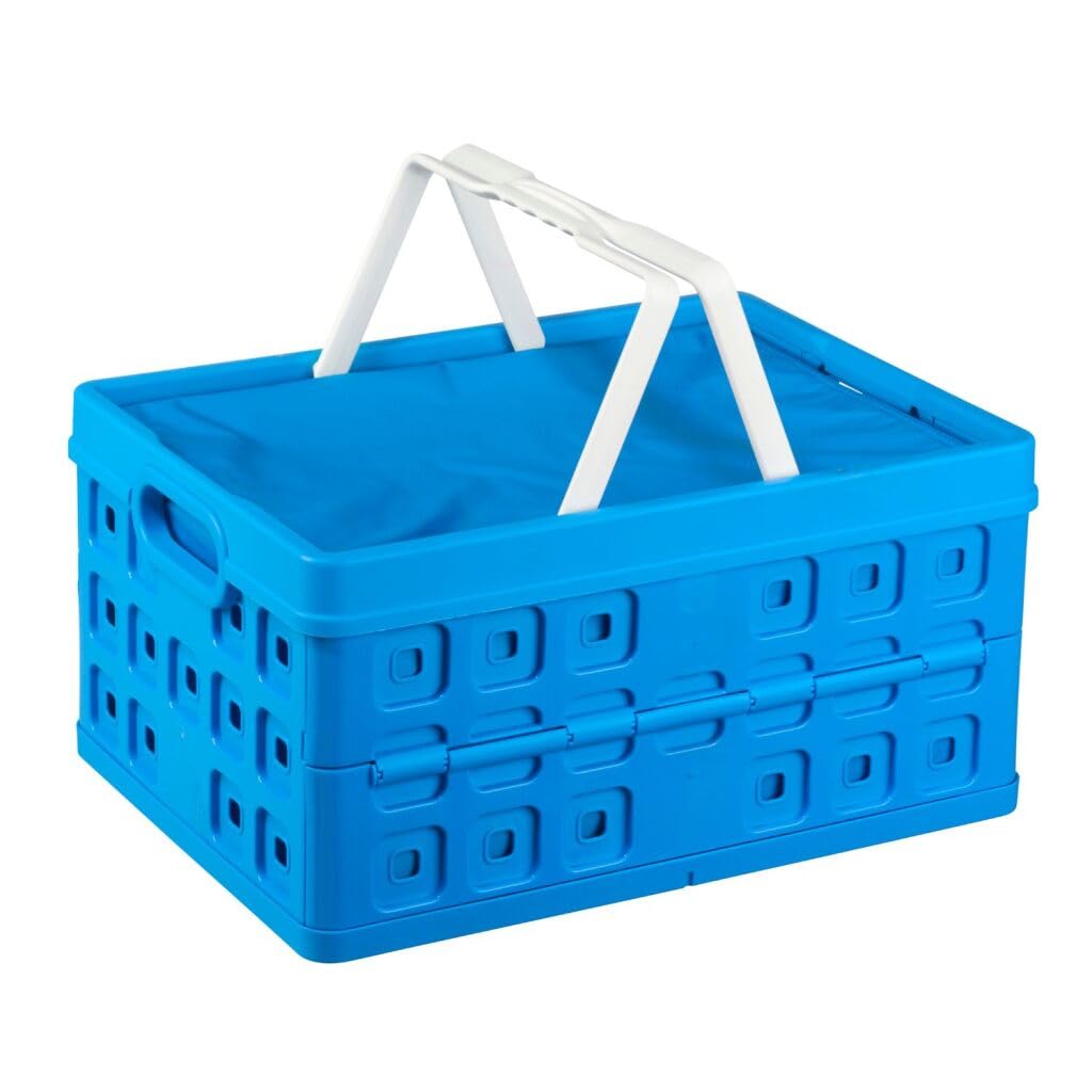 Sunware Square Folding Box 32 Litre with Handle with Cool Bag Blue White Colour