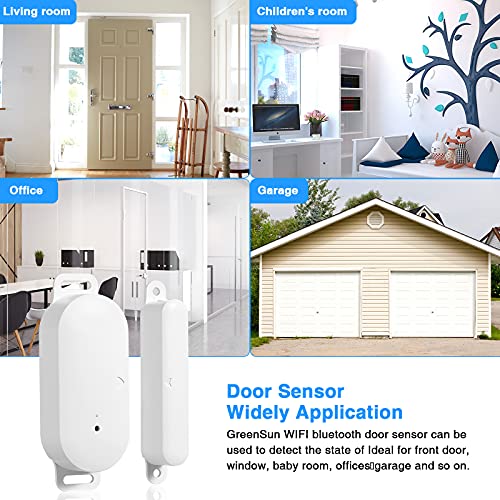 GreenSun WiFi Door Sensor, Smart Door Window Contact Sensor Compatible with Alexa,Google Assistant,Wireless Remote Alarm, Home Security Door Open Contact Sensor for Business Burglar Alert