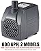PonicsPumps by ZAHGO PP80006: 800 GPH Submersible Pump with 6' Cord - 60W… for Hydroponics, Aquaponics, Fountains, Ponds, Statuary, Aquariums, Waterfalls & more.