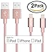 iPhone Charger, IWAVION 2Pack 3FT 8pin Lightning Cable Nylon Braided USB Sync and Charging Cord for iPhone SE 7 7Plus6s 6s+ 6Plus 6, 5s 5c 5,iPad Air mini min2, iPad 4,iPod 5,iPod 7, iOS9. - Rose Gold