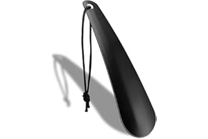 QIOJIRMU 6.7Inch Metal Shoe Horn,Portable Short Pocket Shoe Horns Lazy Shoe Helper With Lanyard For Men Women The Elderly Kids