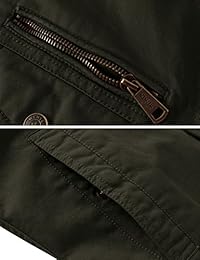 WenVen - Chaqueta de algodón con solapa militar para hombre