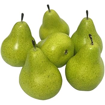 J-Rijzen 6pcs Fake Pear Artificial Fruits Vivid Green Pear for Home Fruit Shop Supermarket Desk Office Restaurant Decorations Or Props (Green)