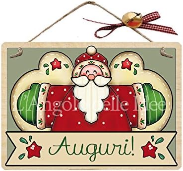 Babbo Natale Italy.L Angolo Delle Idee Targa Con Spago Legno Auguri Babbo Natale Idea Regalo Artigianato Italiano Made In Italy Buon Natale Appendi Porta Fuori Tavola Country Targhetta Con Spago Amore Amazon It Casa