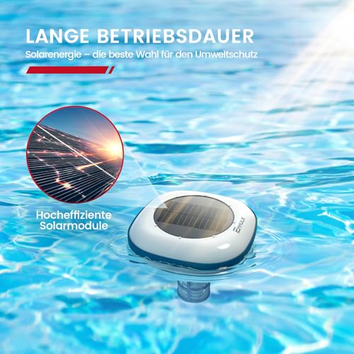 Enhulk Solar Pool Ionizer, Upgraded Floating Cleaner - Cleans Pools up to 170,000 Litres, Ideal for Above Ground Pools, Built-In Pools, Spas and Hot Tubs (Blue)