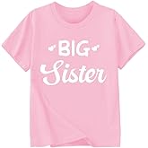 Goengmo Biggest/Bigger/Big Sister Shirt for Toddler Girls Cotton Short Sleeve Tshirts Announcement Outfits 2-10 Years
