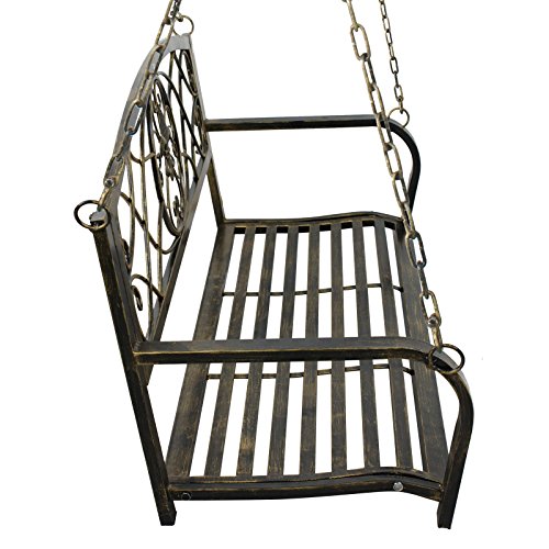image for BBBuy Treated Porch Swing - Antique Metal Iron Patio Hanging Porch Swi