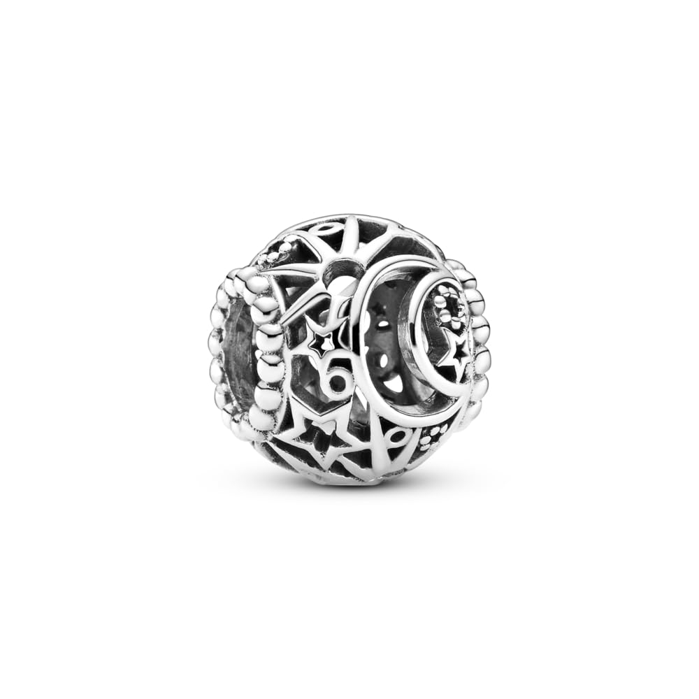 PANDORA Offen gearbeitetes Sonne, Mond & Sterne Charm, Sterling-Silber799183C00
