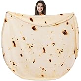 Vessia Burritos Tortilla Blanket Throw Size(Beige,60 inches), Giant Realistic Funny Food Throw for Adults and Kids, 300 GSM Double Sided Soft Novelty Round Taco Blanket