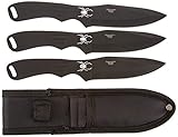 Perfect Point RC-1793B Throwing Knife Set with Three Knives, Black Blades, Steel Handles, 8-Inch Overall