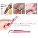 False Eyelash Tweezers,2pcs/set Stainless Steel Pink Straight/Curved Nail Tweezers Nippers Tools Eyelash Extension Tweezers Pointed Clip Makeup Tools