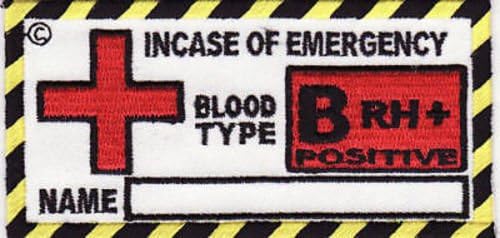 BLOOD TYPE B POSITIVE Safety Embroidered Motorcycle MC Club Biker Patch PAT-0324