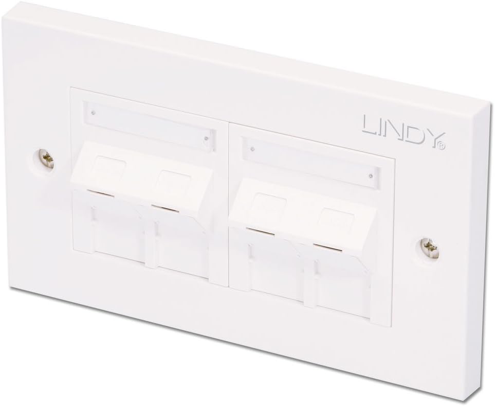 LINDY CAT5e Double Wall Plate with 4 x Angled RJ-45 Shuttered Socket Unshielded