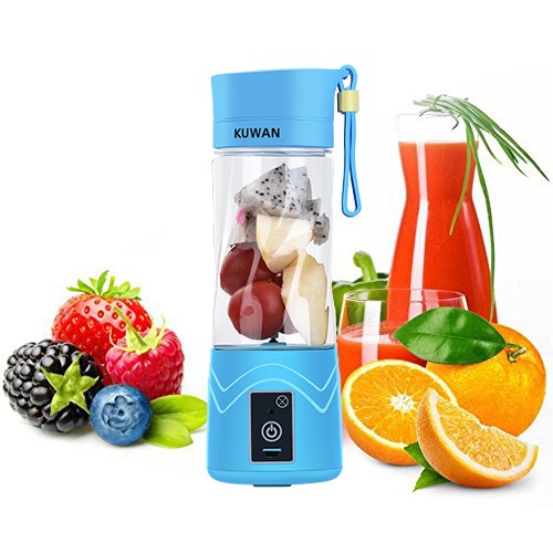 KUWAN Mini Portable Electric Fruit Juicer Cup Personal Sports Juice Blender Rechargeable Battery 13 Ounce with USB Charging Cable
