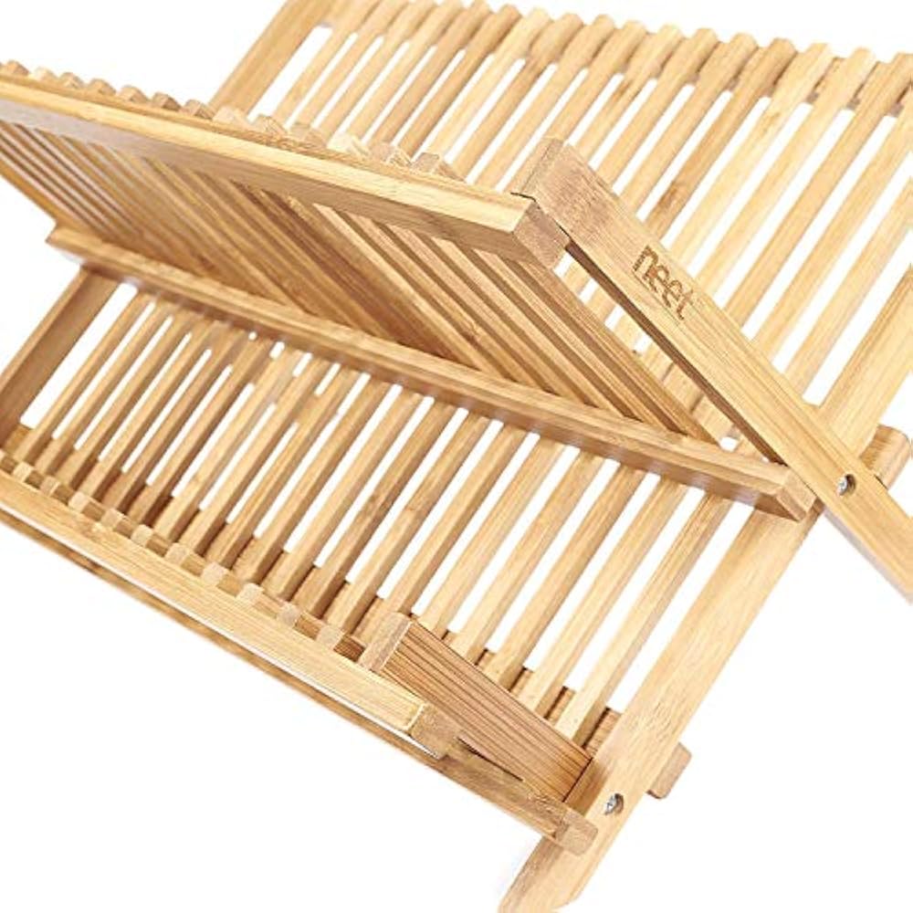  Bamboo Dish Drying Rack 2 Tier Folding Collapsible 18.5" X 13" Inches