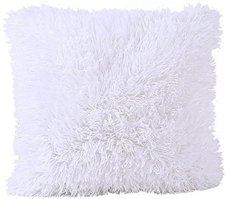 HomeTaste Faux Fur Decorative Throw Pillow Cover Soft Solid Color Cushion Case