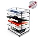 Desk Top File Organizer with 6 Metal Trays Holder for Document Folder Letter Magazine and Paper Rack Home Office Black
