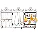 MyGift 3-Panel Folding Metal Jewelry Hanger Stand with Scrollwork Heart Design, Black