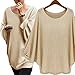 Phoenix Womens Oversized Batwing Knitted Pullover Loose Sweater Tee Tops, Khaki One Size