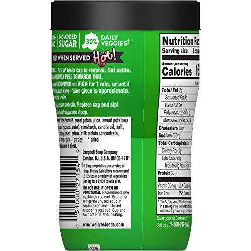 Campbell's Well Yes! Sipping Soup, Vegetable Soup On The Go, Broccoli & Sweet Potato, 11.1 Ounce Cup (Pack of 8)