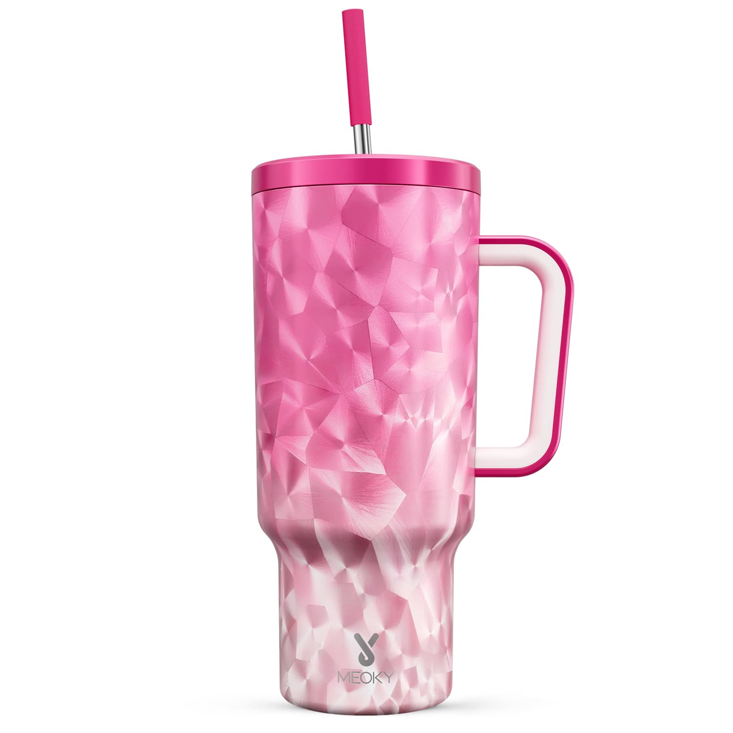 Meoky 40oz Tumbler with Handle for Women: 100% Leakproof Stainless Steel Insulated Tumbler with Lid and Straw for Car Travel Home - Fashion Enthusiasts, Candy
