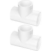 2-Pack 1-1/4 Inch PVC Tee Pipe Fittings, 3 Way Socket x Socket, Schedule 40 PVC Pipe Connectors for Plumbing, Irrigation &amp; DIY Projects