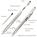 Screwdriver Pen Tool Gadget Set - Sturdy Aluminum Stylus Pen - Ruler (cm/inch/scale), Ballpoint Pen, Level Gauge, Stylus, Phillips & Flathead Screwdriver - Gift Boxed with 4 Ink Cartridges