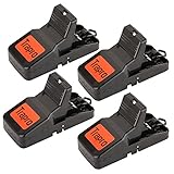 Trapro Snap Mouse Trap for Mice and Other Small Rodents - 4 Packs