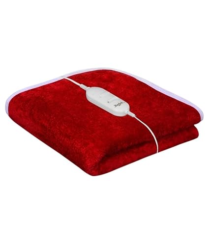 Super India Single Bed Heating Electric Blanket with Controller Polar Fleece (150x75cm)Red -017