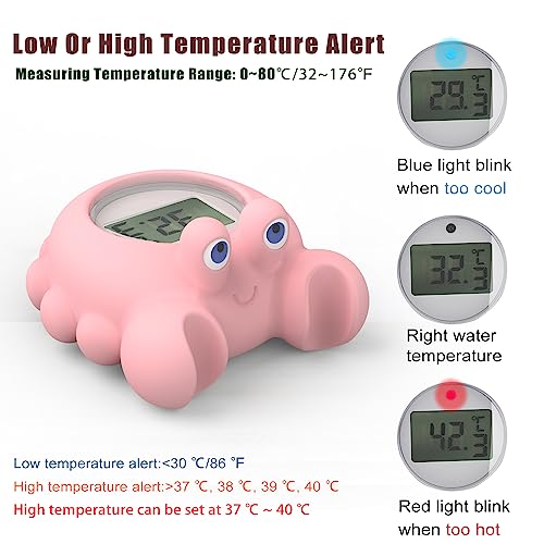 Baby Bath Thermometer with LED Display and Temperature Warning, Digital