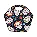 InterestPrint Mexican Sugar Skull Insulated Lunch Tote Bag Reusable Neoprene Cooler, Day of the Dead Portable Lunchbox Handbag for Men Women Adult Kids Boys Girls