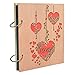 Calenzana 4x6 Love Photo Album Heart Wooden Picture Albums Book with 120 Pockets Wedding Anniversary Valentines Gifts
