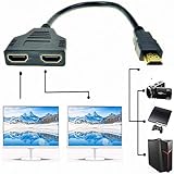 1080P HDMI Male to Dual HDMI Female 1 to 2 Way Splitter Cable Adapter Converter for DVD Players/PS3/HDTV/STB and Most LCD Projectors(Black)