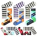 Men Formal Dress Socks Plus Size Colorful Stripe Combed Cotton Trouser Mid Calf Crew Business Socks 10-Pack