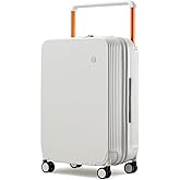 mixi Carry On Luggage Airline Approved Wide Handle Lightweight Luggage PC Hard Shell Suitcases Rolling Suitcases with Spinner Wheels & TSA Lock, 20 Inch Smoke White