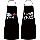 Women Mens Aprons for Cooking,Couple Gifts for Anniversary Valentine's Day, Wedding Gifts for Couples,Funny Kitchen Matching Apron for Bridal Shower,Fathers Day, Birthday, His Hers Engagement Gift