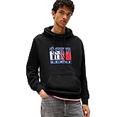Tommy Jeans mens Medium Weight Hoodie Sweatshirt With Printed Flag Logo