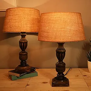 Homesake Signature Rustic Table Lamp Set of 2, Farmhouse Living Room Bedroom House Bedside Nightstand Home Office Reading Light, (Trophy Antique Jute)