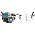 K.LAVER Progressive Multifocus Rimless Photochromic Reading Glasses Anti-Blue Light Transition Computer Multifocal Readers