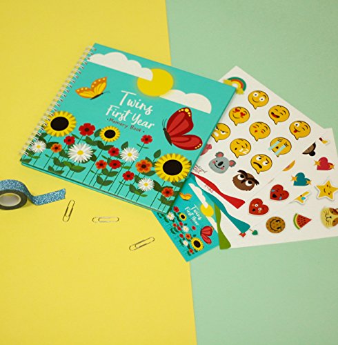 Baby Memory Book for Twins - The Only Baby Keepsake Journal for Documenting Your Twin's First Year - Great Gift That Includes Stickers, Family Tree, Holidays, Letters from Mom & Dad and Much More.