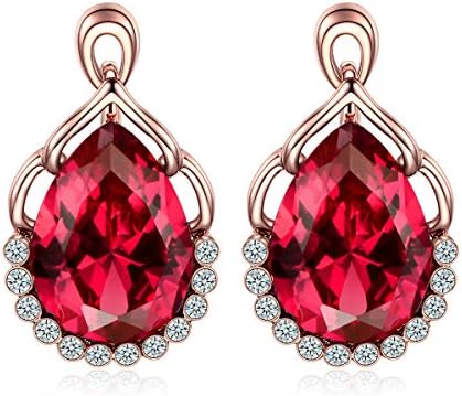 Forcolor Champagne Gold Plated Women Earrings Jewelry red Teardrop SWAROVSKI WLEMENTS Crystal