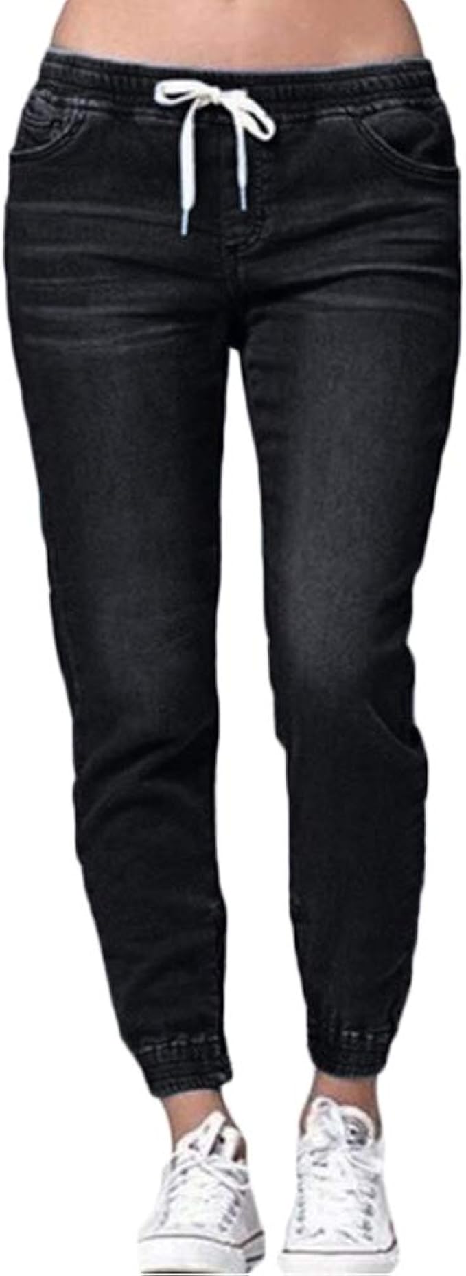 Yiqi Women Denim Casual High Rise Pull Up Elasticated Waist Stretch