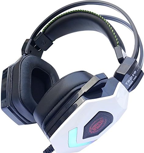 7.1 Multichannel Sound Effect GAMING Gaming Headset Over Ear Stereo USB Headphone with Microphone Noise Isolating For PC MAC (White-88pro)
