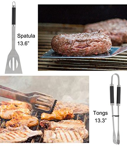 Grilljoy BBQ Grill Accessories Tool Set with 15 can Gray Insulated Cooler Bag - All-in-one BBQ Picnic Cooler Bag - 12pcs Stainless Steel Camping Utensil Kit For Outdoor Grilling - Prefect Gift for Man