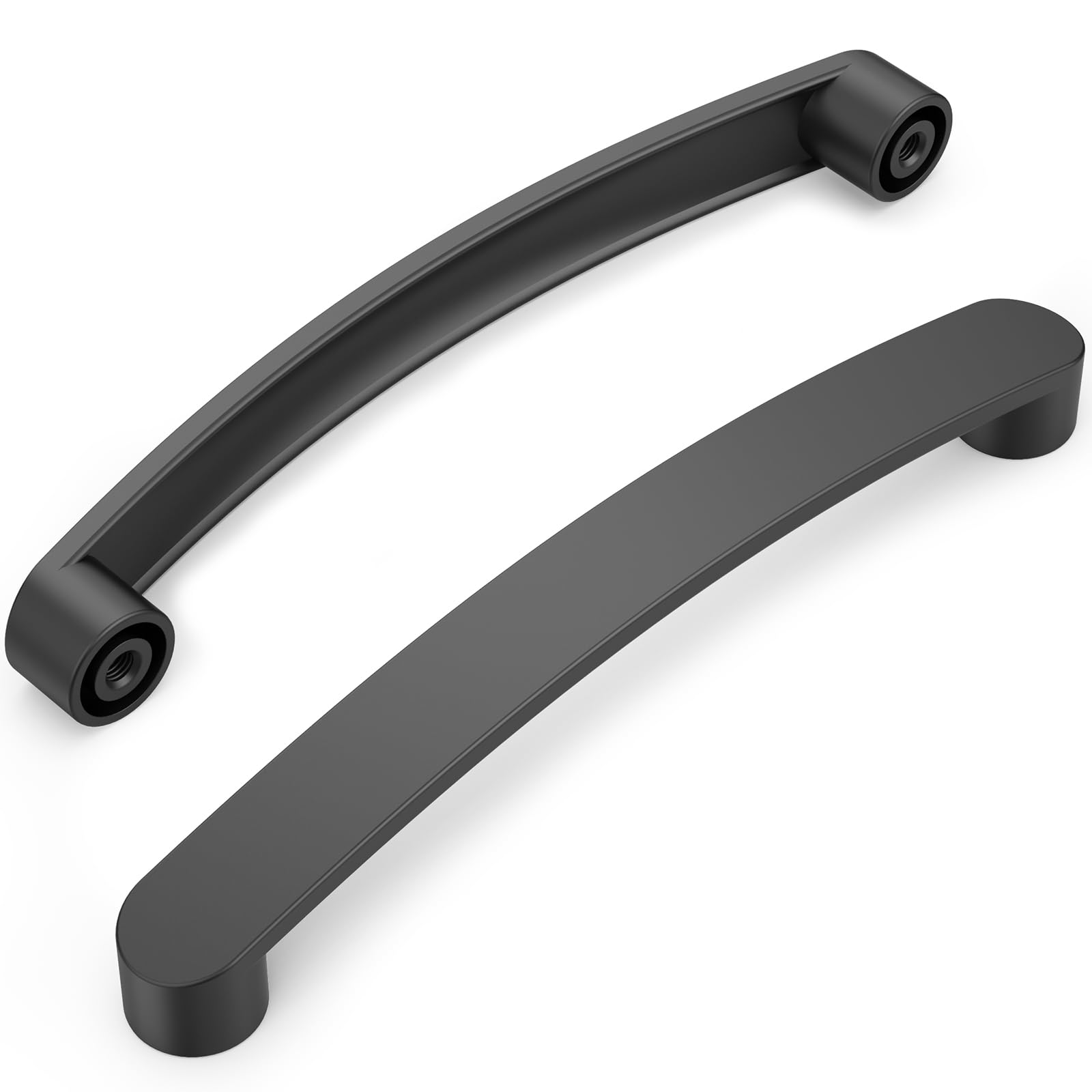 FURNIWARE Pack of 10 Black Cabinet Handles, 160mm(6.3 Inch) Hole Center, Modern Kitchen and Bathroom Cabinet Hardware