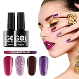 Glitter Gel Nail Polish,UV LED Soak Off Gel Polish,Renstorm Lacquer Set DIY Nail Art Manicure Kit With 4Pcs