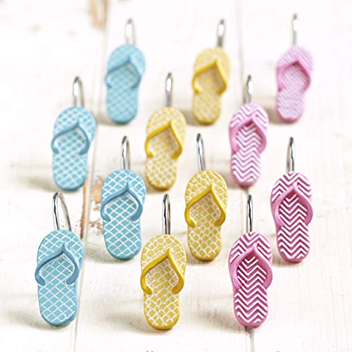 The Lakeside Collection Flip Flop Shower Curtain Hooks Beach Themed