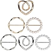 6PCS Silk Scarf Ring Clip for Women T-shirt Tie Clips Clothing Wrap Holder Fashion Round Circle Belt Buckle Waist Cinch