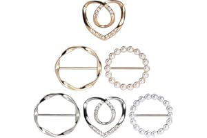 6PCS Silk Scarf Ring Clip for Women T-shirt Tie Clips Clothing Wrap Holder Fashion Round Circle Belt Buckle Waist Cinch