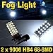 econoLED 2 PCS 6000K Halogen Xenon Super White 68 SMD LED 3528 9006 HB4 LED Bulbs DRL Daytime Running Fog Lights Driving Lamps New